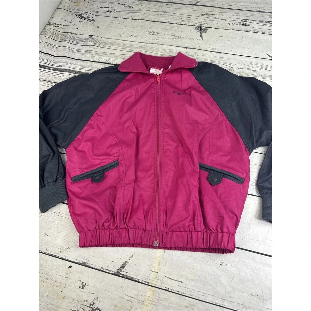 Spalding Vintage Women Track Jacket Small Full Zip Pink Gray Activewear Retro